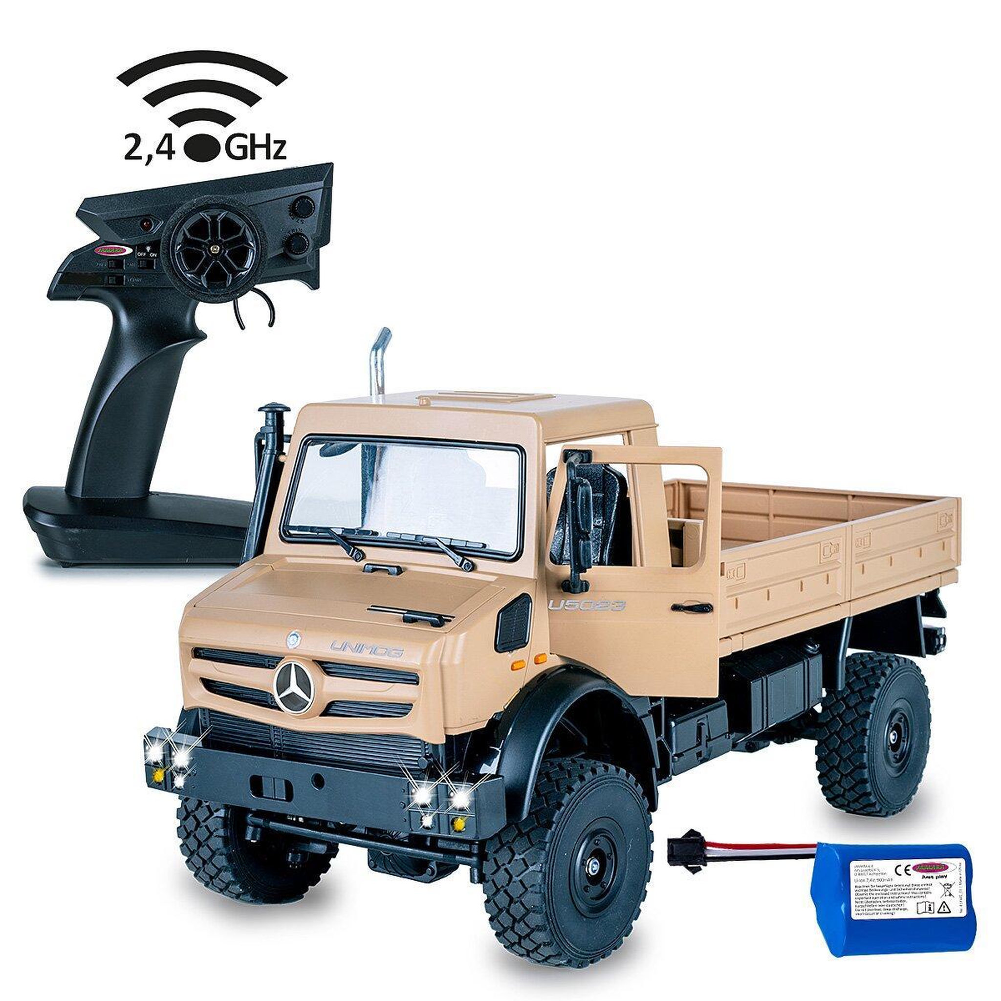 Voir la diapositive 2 : Jamara Mercedes Unimog U5023 1:14 beige télécommandé