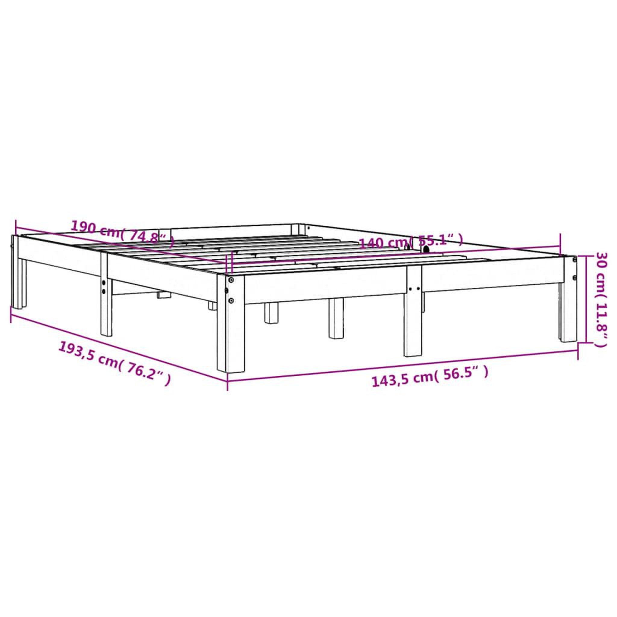 Voir la diapositive 6 : VIDAXL Cadre de lit sans matelas cire marron 140x190cm bois pin massif