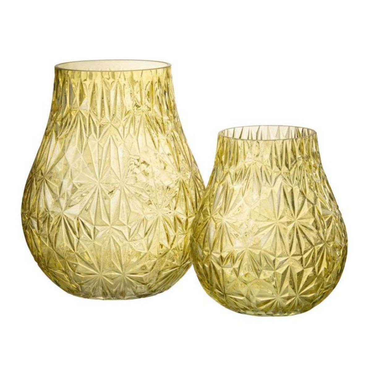 Paris Prix Vase Design en Verre  Diamant  28cm Jaune