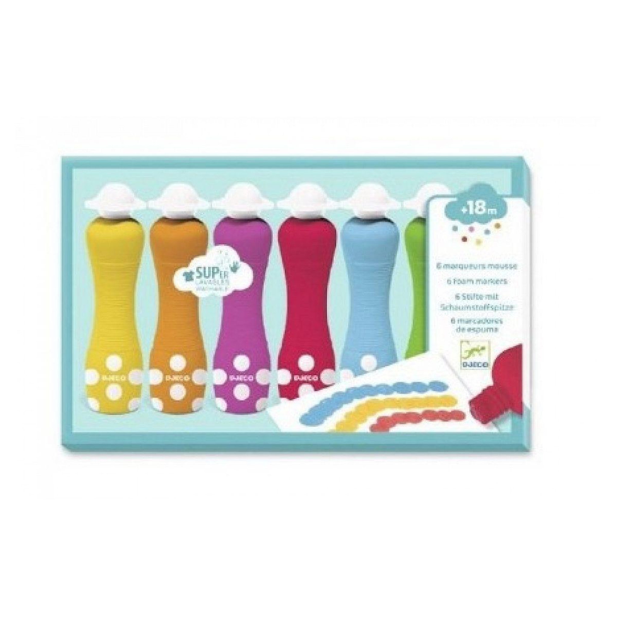 Djeco Lot de 6 marqueurs mousse