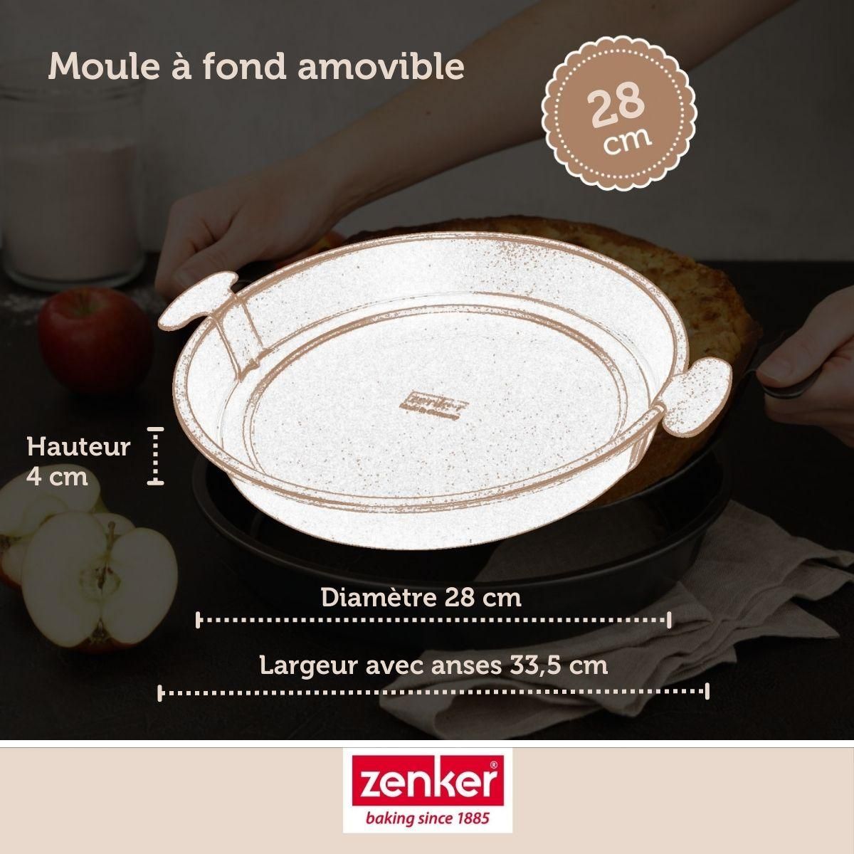 ZENKER Ensemble de 2 Moules à gâteau et quiches rond de 28 cm avec fond amovible Zenker Black Metallic