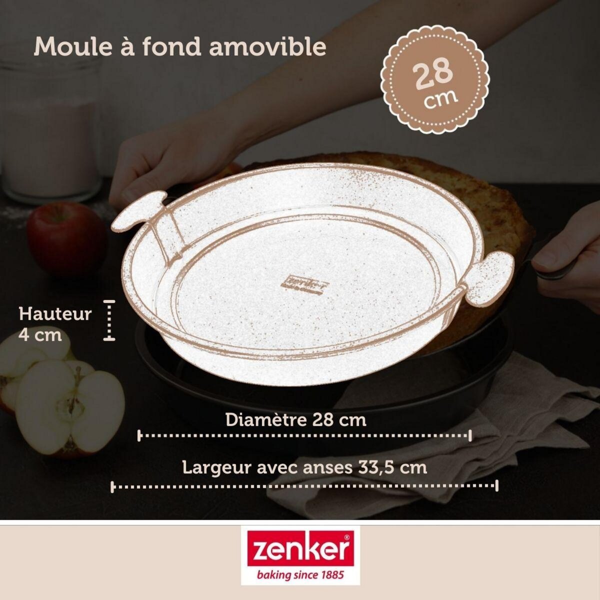 ZENKER Ensemble de 2 Moules à gâteau et quiches rond de 28 cm avec fond amovible Zenker Black Metallic