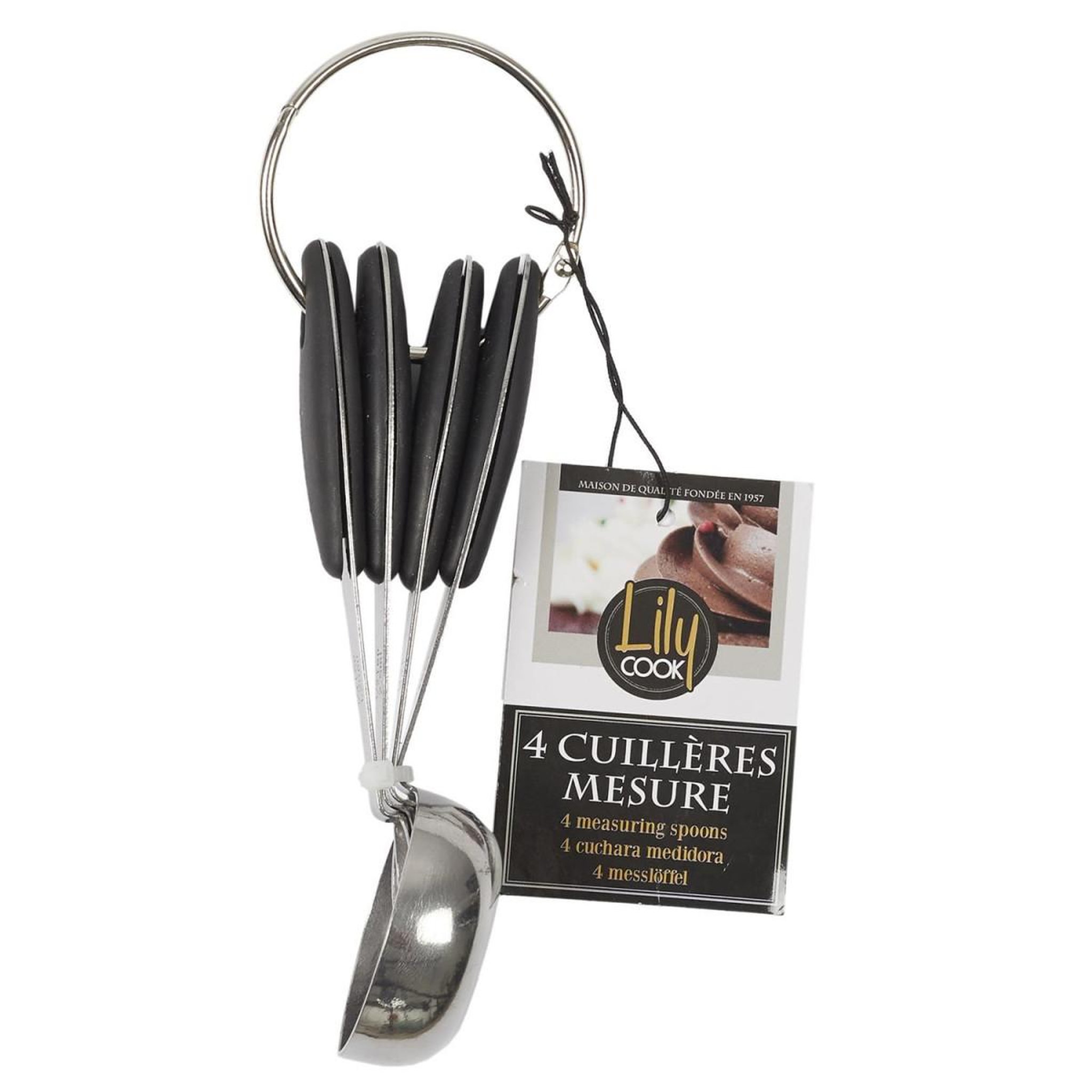 Voir la diapositive 3 : COOK CONCEPT Lot de 4 Cuillères à Doseur  Mesure  17cm Argent