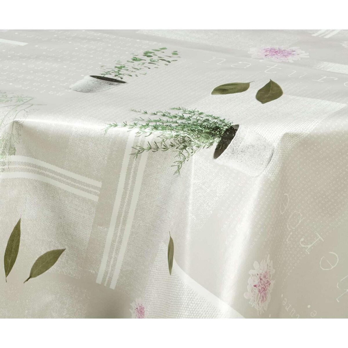 HABITABLE Nappe en toile cirée ronde Aromatic - Diam. 135 cm - Ecru