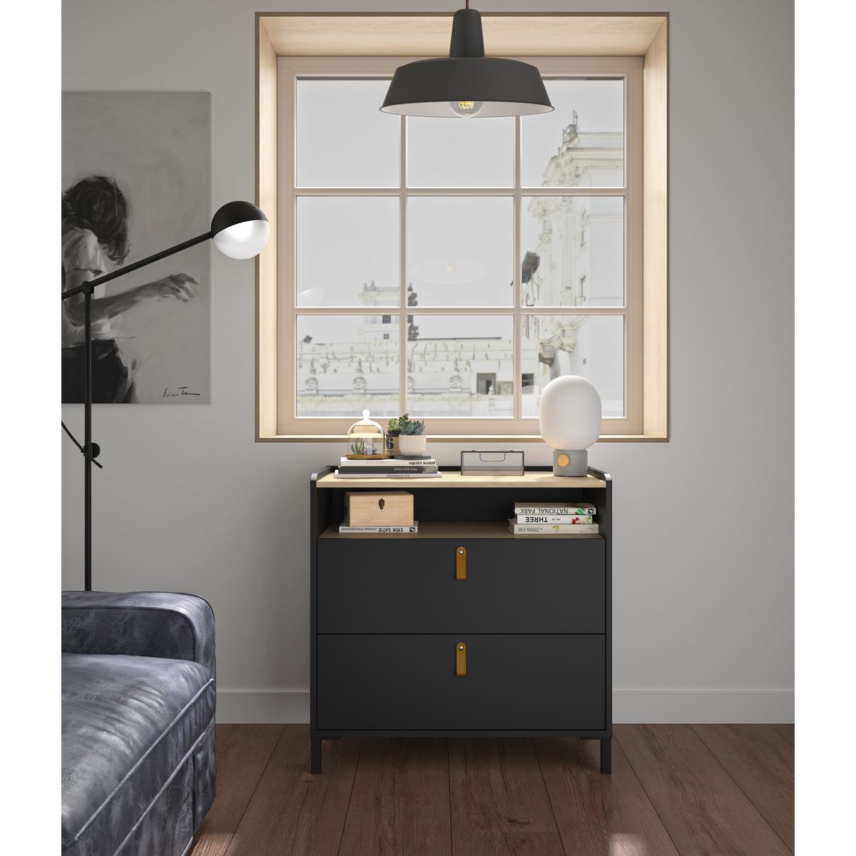 Commode 2 tiroirs L81xP44,5xH80cm COPENHAGUE