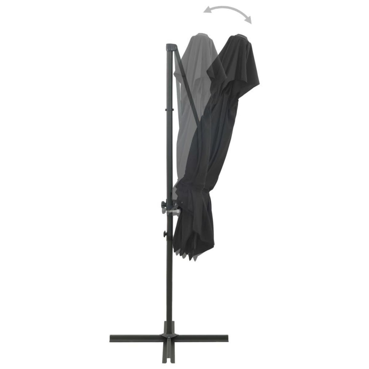 VIDAXL Parasol de jardin en porte-a-faux a double toit anthracite