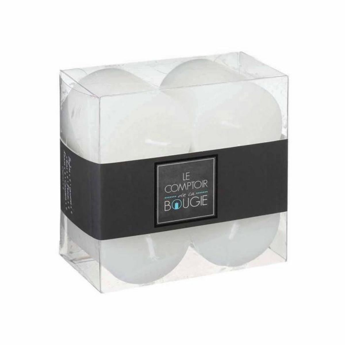 COMPTOIR DE LA BOUGIE Lot de 4 Bougies Votives  Rustic  4,5cm Blanc