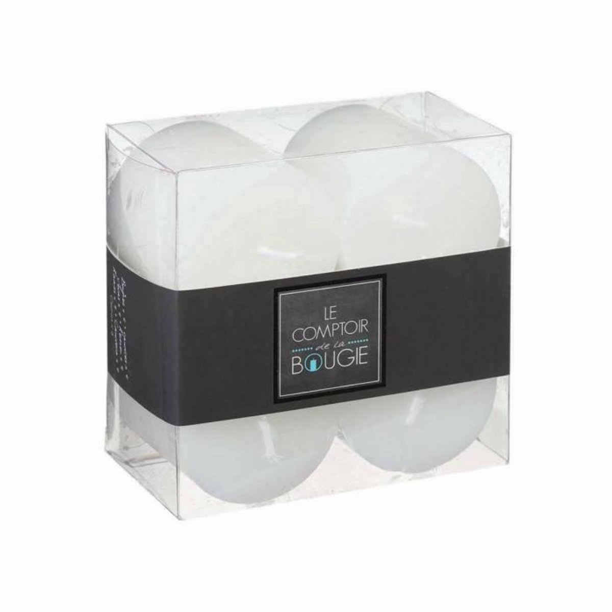 COMPTOIR DE LA BOUGIE Lot de 4 Bougies Votives  Rustic  4,5cm Blanc