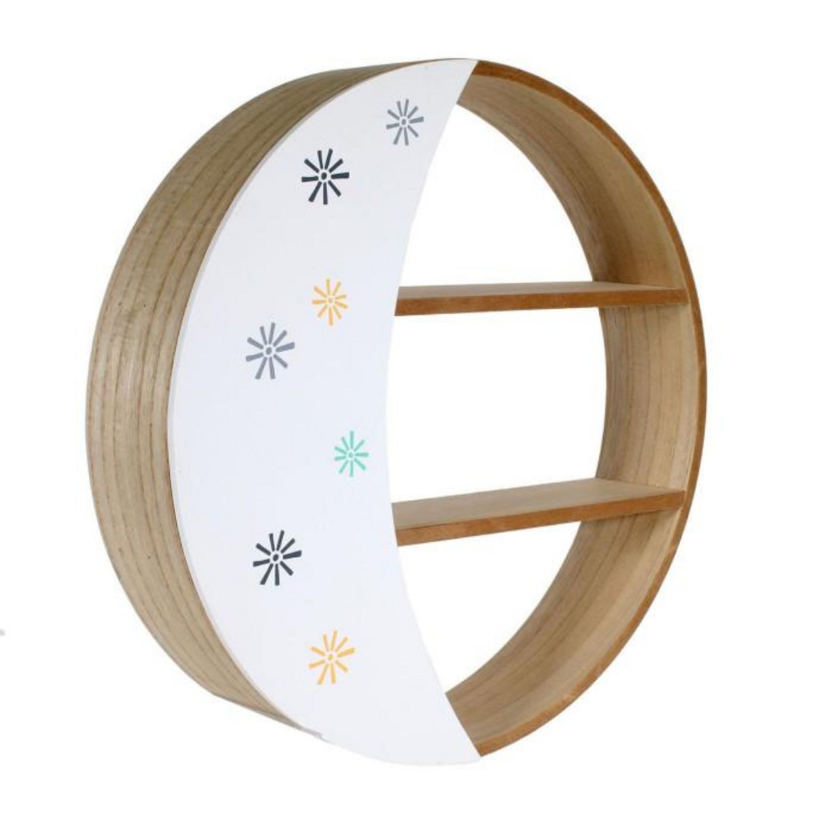 Paris Prix Étagère en Bois  Demi Lune  38cm Naturel & Blanc