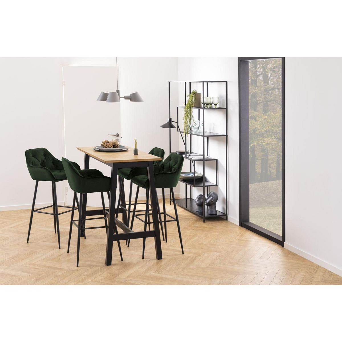 TOILINUX Lot de 2 Tabourets de bar Florie en tissu et métal