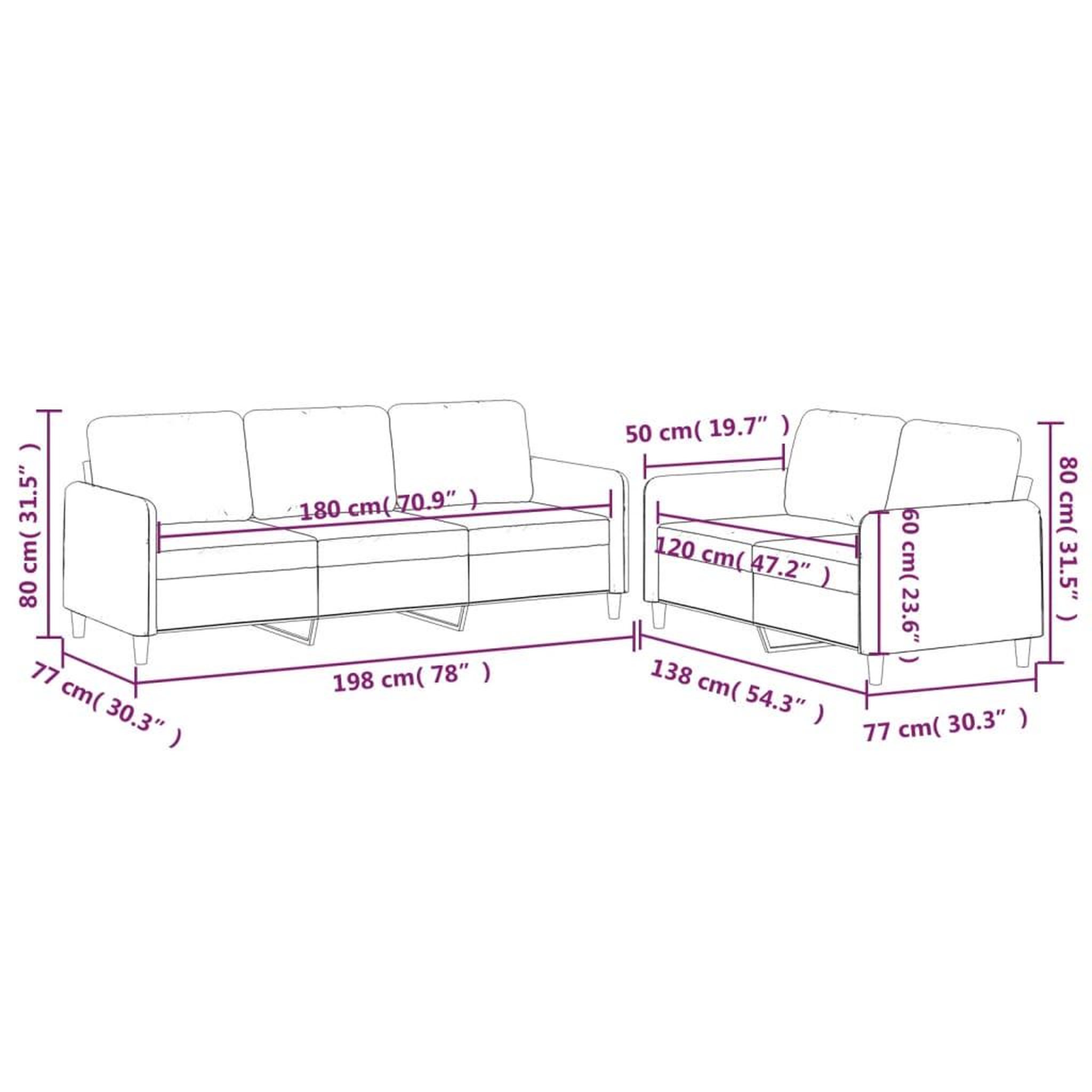 Voir la diapositive 6 : VIDAXL Ensemble de canapes 2 pcs avec coussins Taupe Tissu