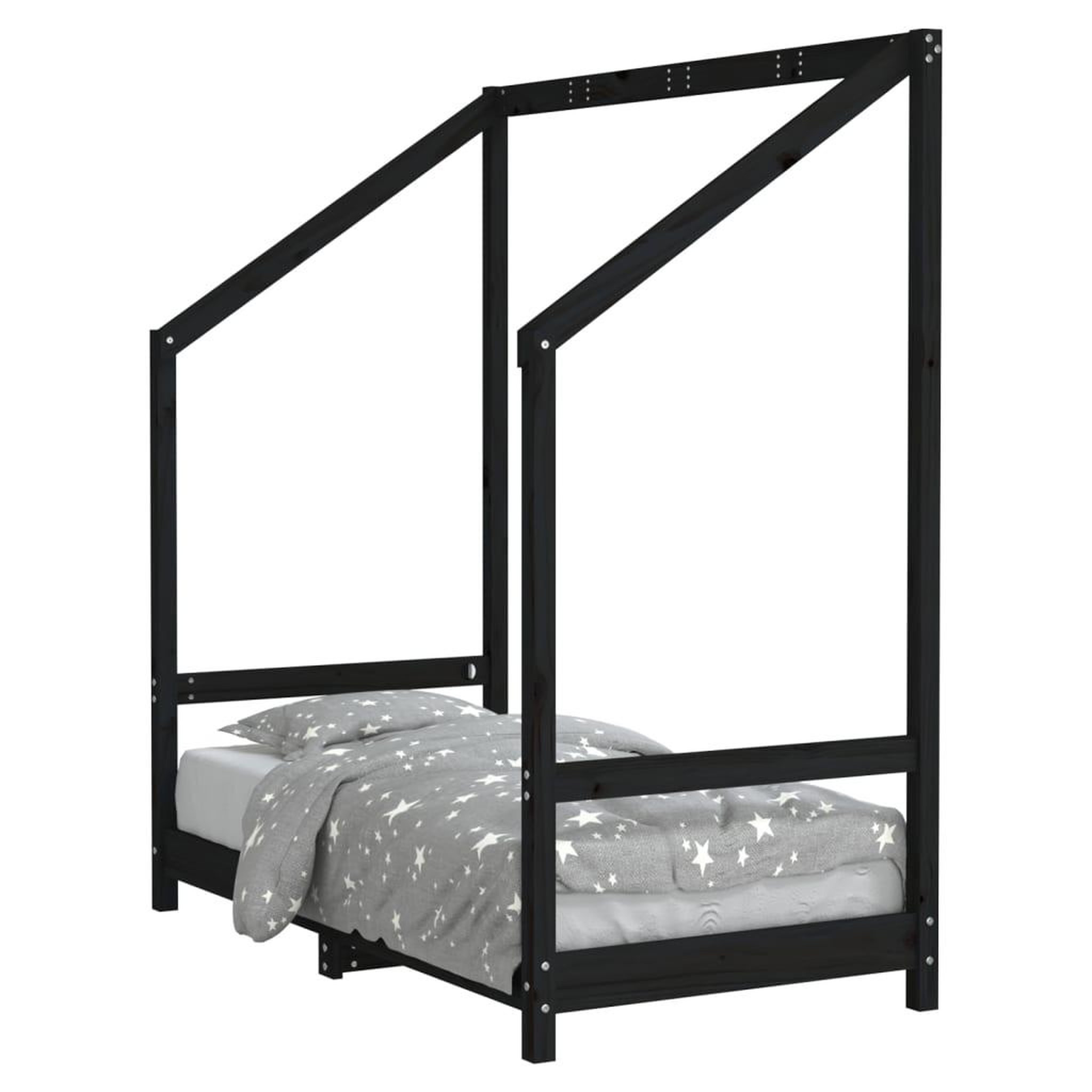 Voir la diapositive 2 : VIDAXL Cadre de lit pour enfant noir 70x140 cm bois de pin massif