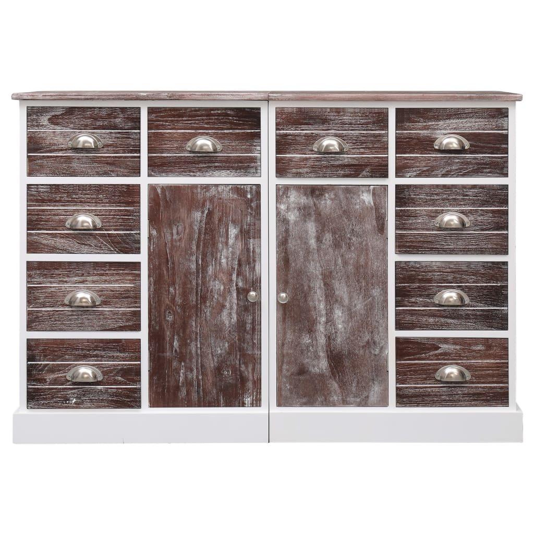 Voir la diapositive 2 : VIDAXL Buffet avec 10 tiroirs Marron 113x30x79 cm Bois