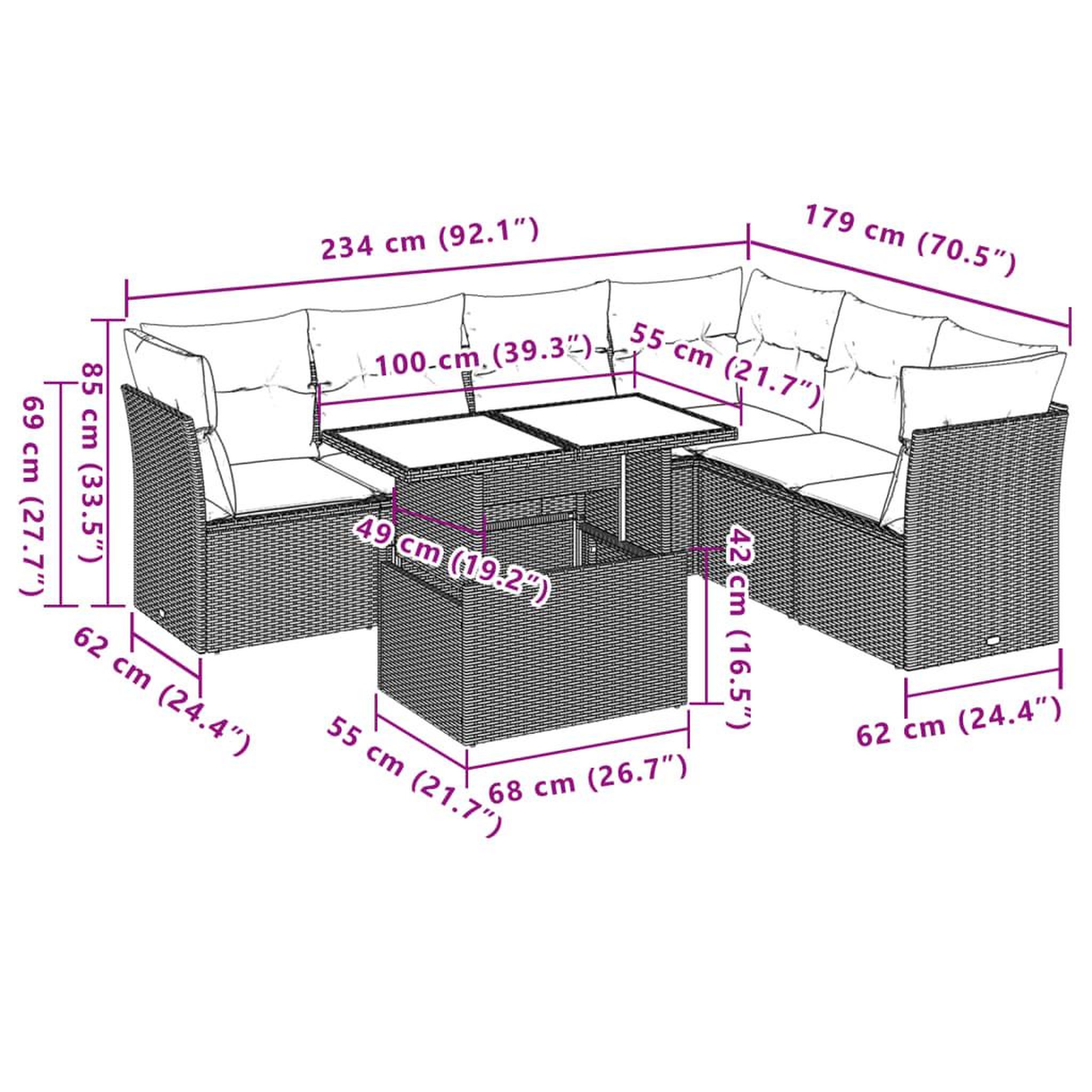 Voir la diapositive 6 : VIDAXL Salon de jardin avec coussins 7 pcs marron resine tressee