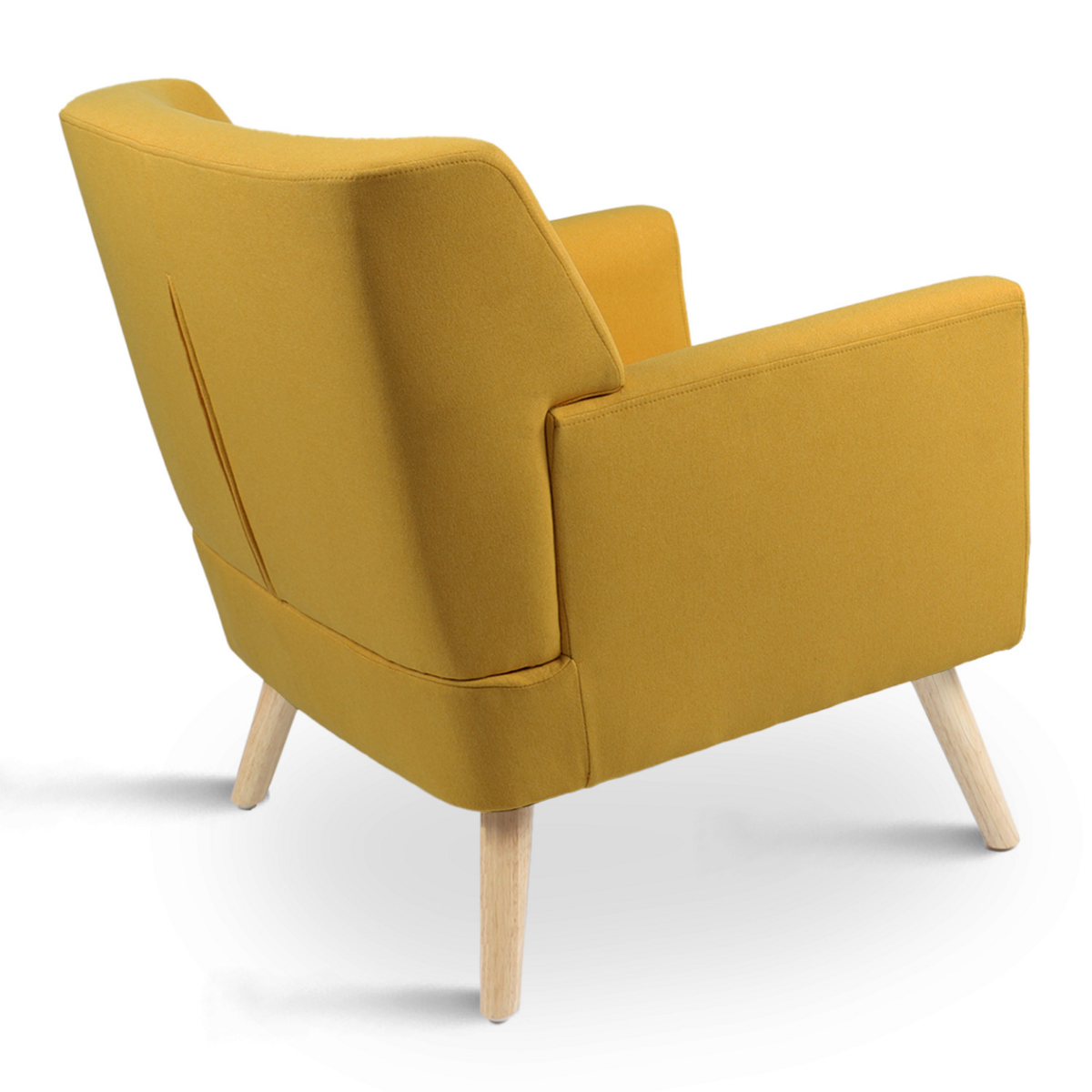 ID MARKET Fauteuil scandinave LIV avec repose pieds en tissu jaune