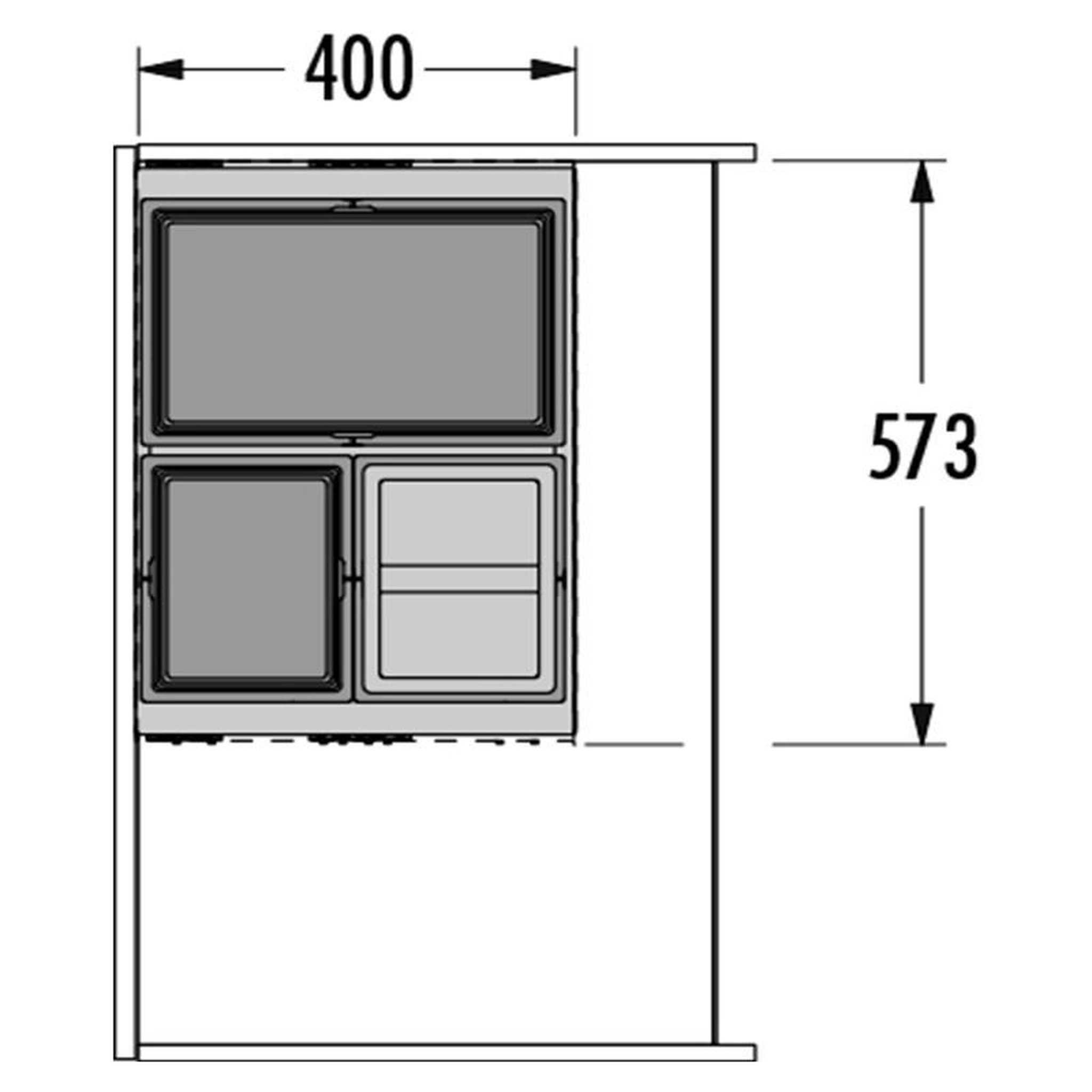 Voir la diapositive 3 : HAILO Poubelle encastrable 54l 3 bacs (28+13+13) as cargo aqua 900