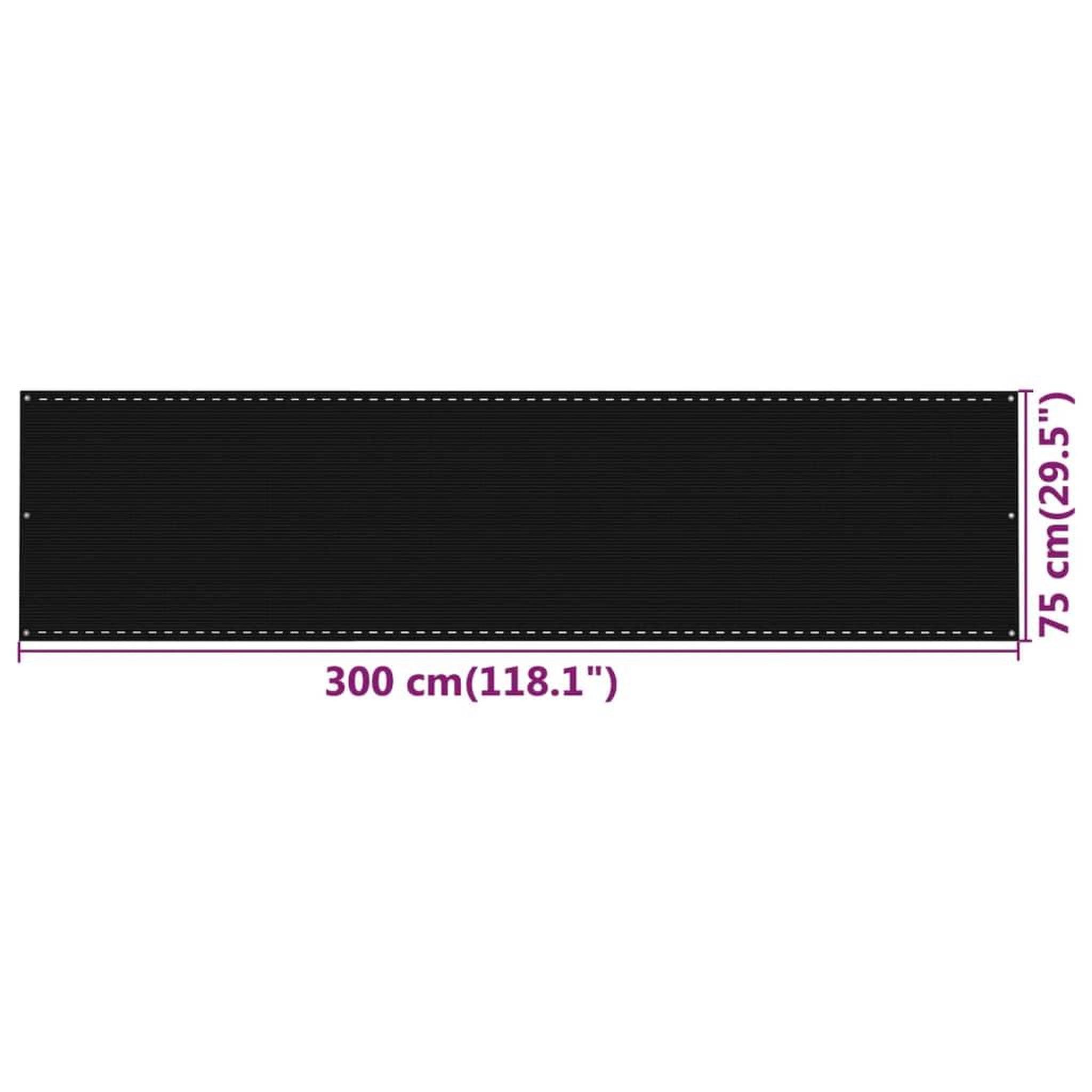 Voir la diapositive 5 : VIDAXL Ecran de balcon noir 75x300 cm pehd