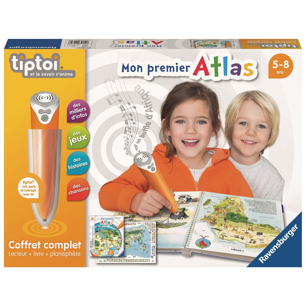 RAVENSBURGER Tiptoi - Coffret complet lecteur interactif + Livre Atlas