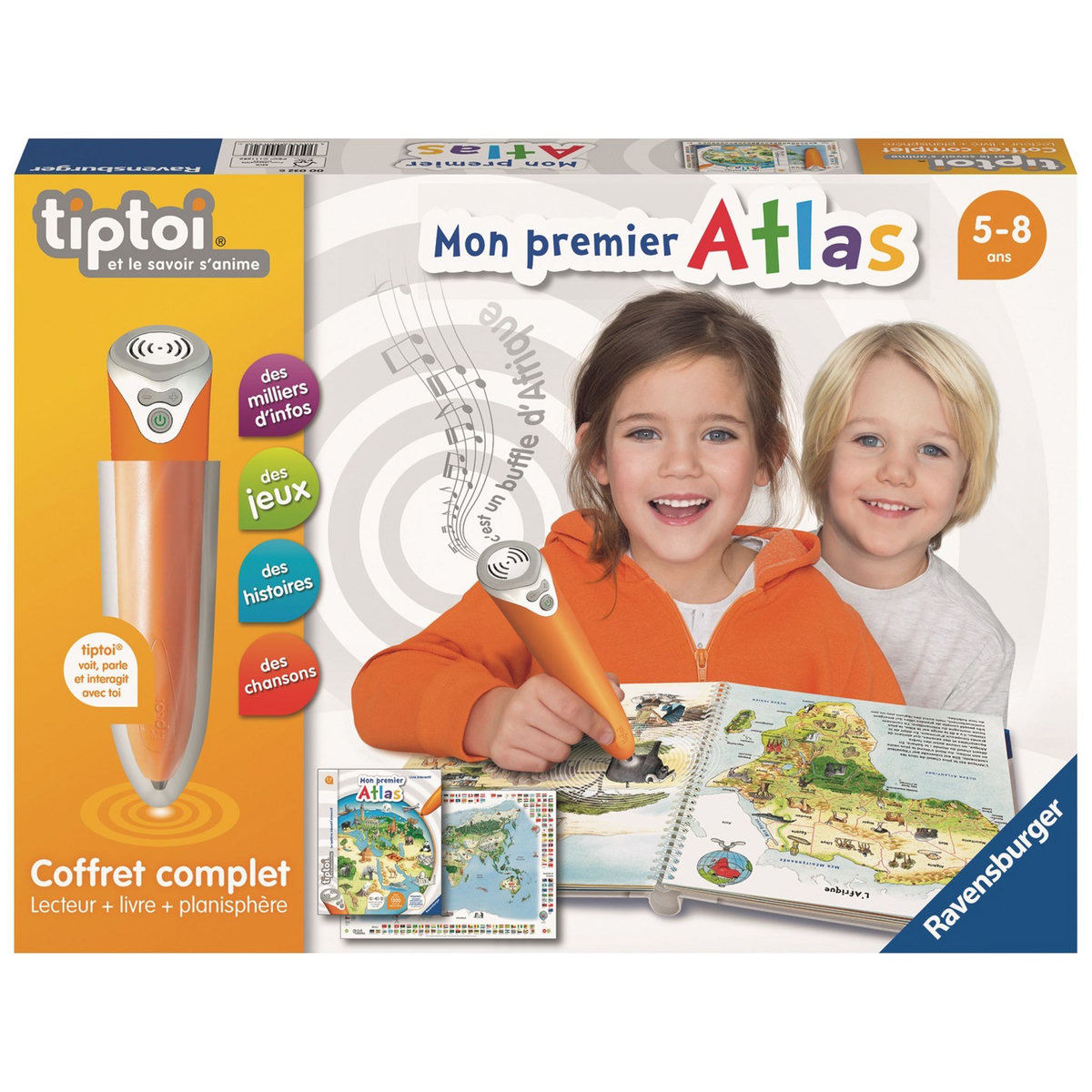 RAVENSBURGER Tiptoi - Coffret complet lecteur interactif + Livre Atlas
