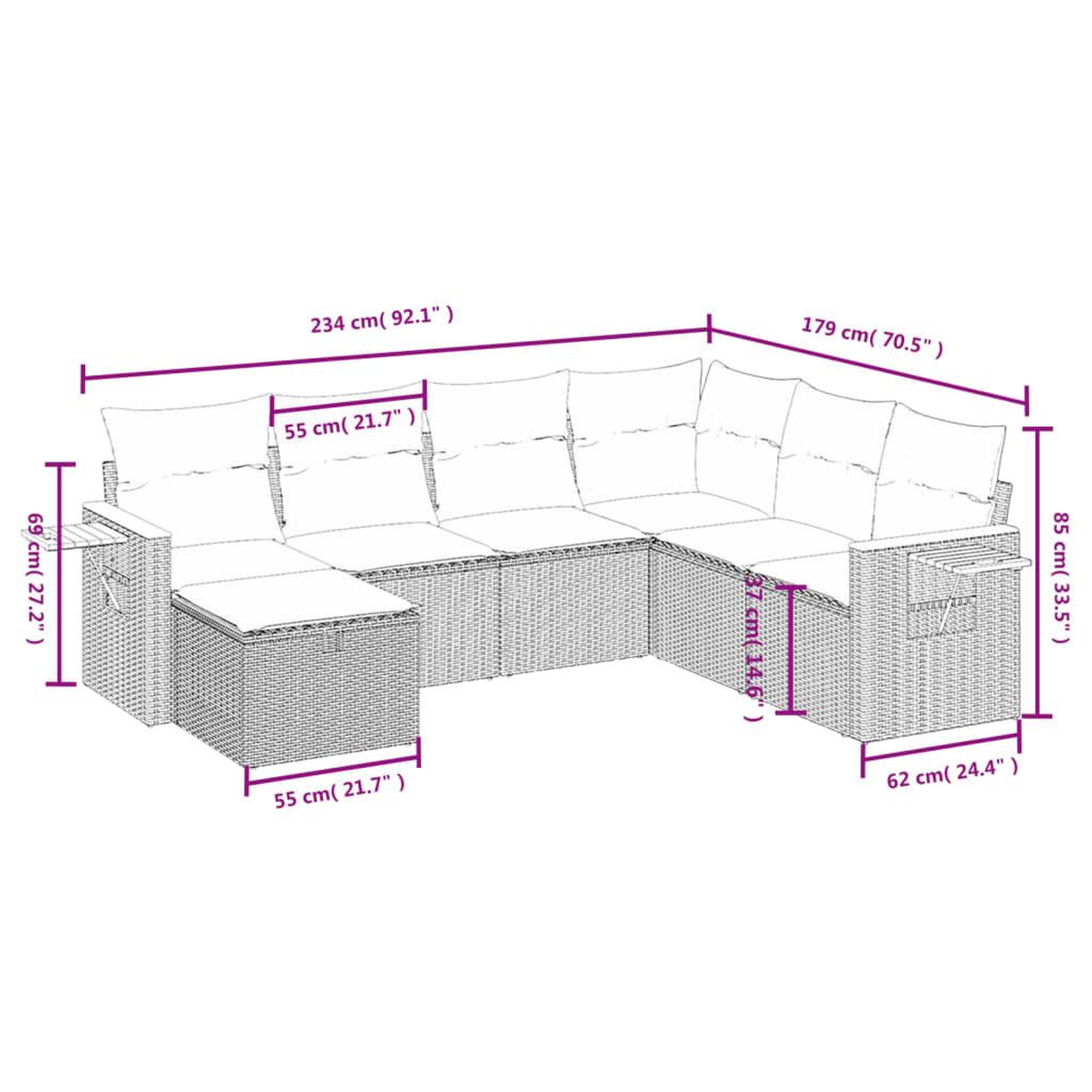 Voir la diapositive 4 : VIDAXL Salon de jardin 7 pcs avec coussins noir resine tressee