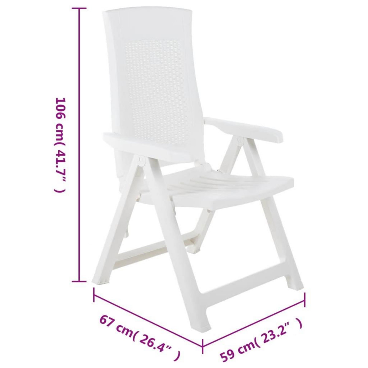 VIDAXL Chaises inclinables de jardin lot de 2 Plastique Blanc