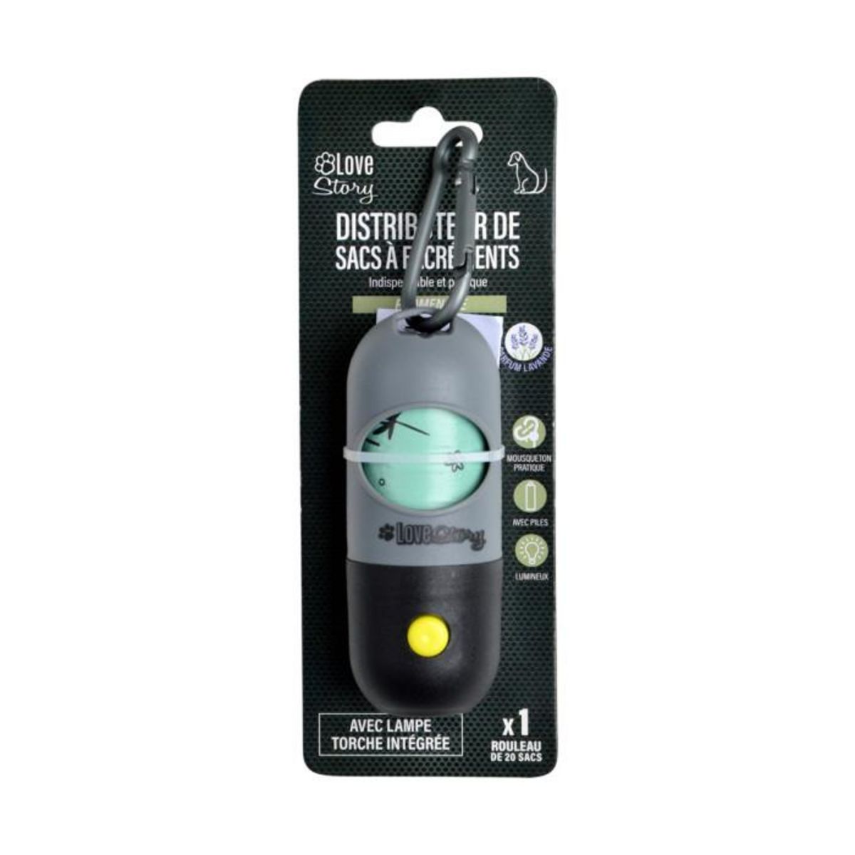 Paris Prix Distributeur de Sacs à Excréments  Lampe  11cm Gris