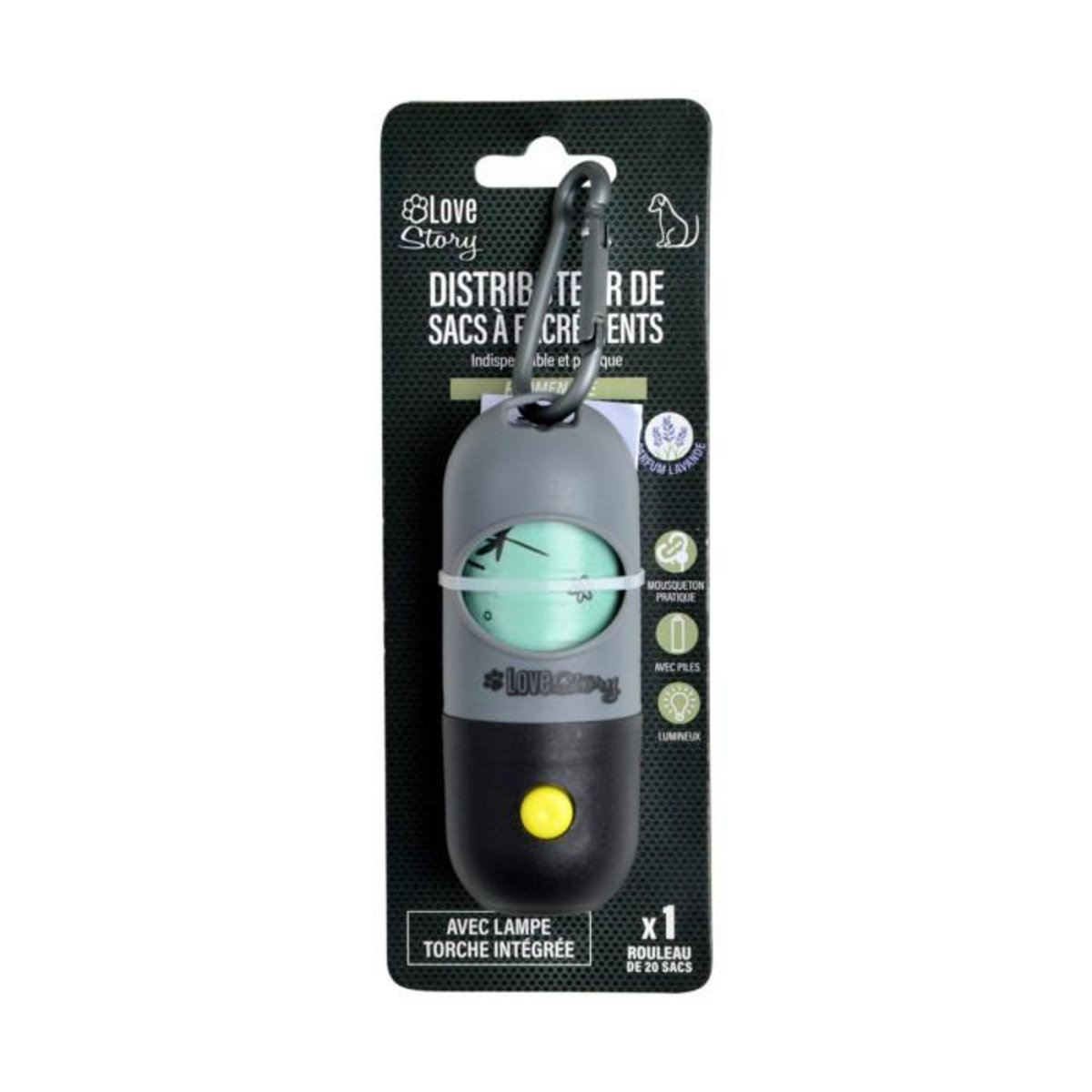 Paris Prix Distributeur de Sacs à Excréments  Lampe  11cm Gris