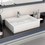 VIDAXL Lavabo 50x38x13 cm Fonte minerale/marbre Blanc