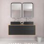 Aurlane Meuble de salle de bain - 120x45 + 2 Miroirs LED 80x45 + 2 vasques carrées noire mat - UBY 120