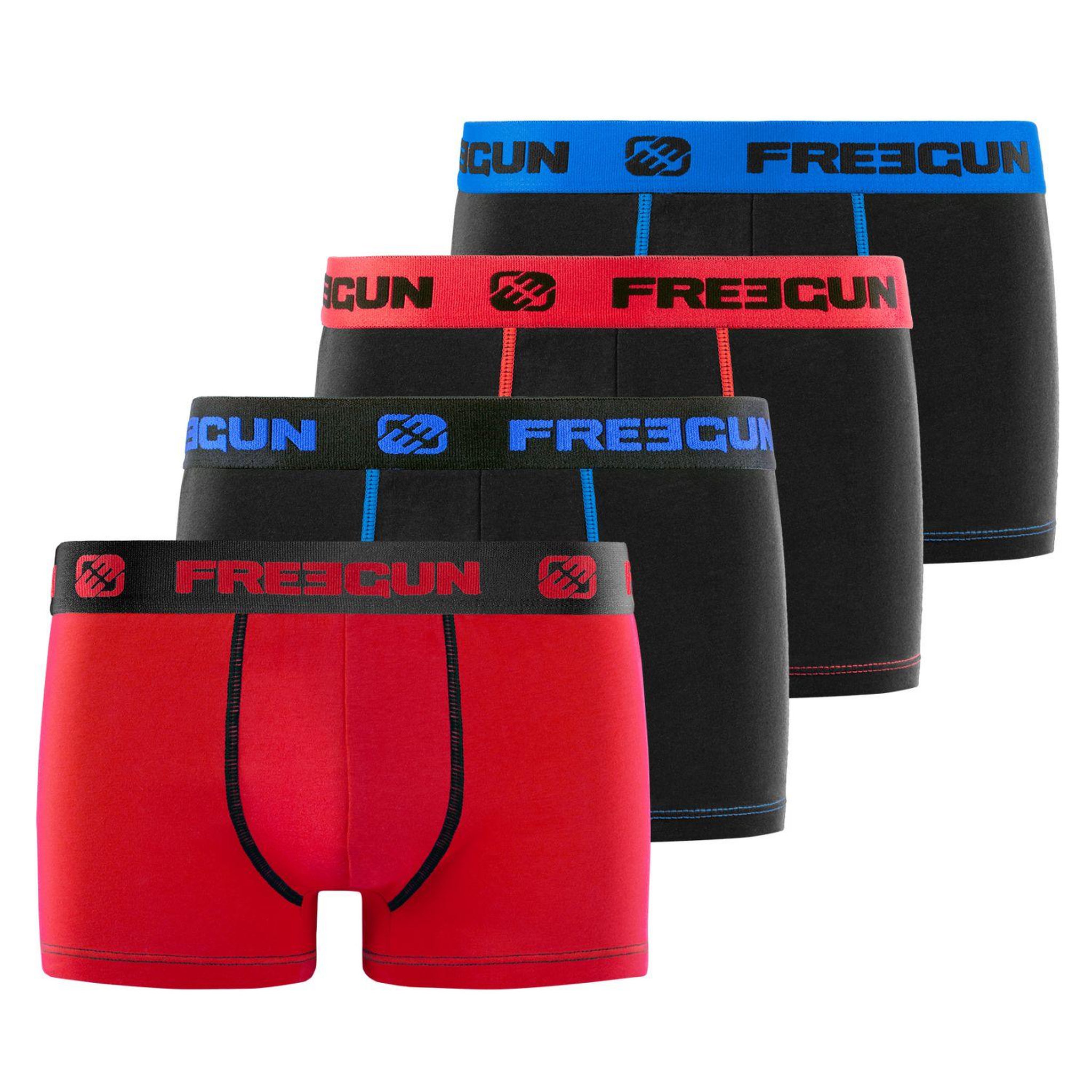 Voir la diapositive 1 : FREEGUN Lot de 4 boxers garçon en Coton