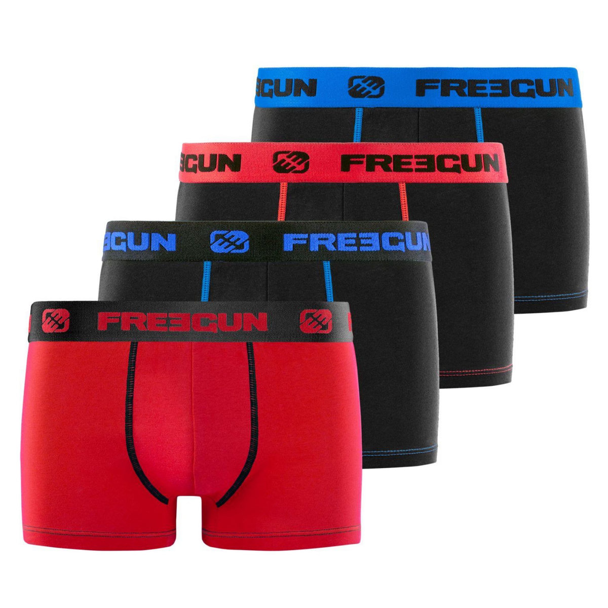 FREEGUN Lot de 4 boxers garçon en Coton