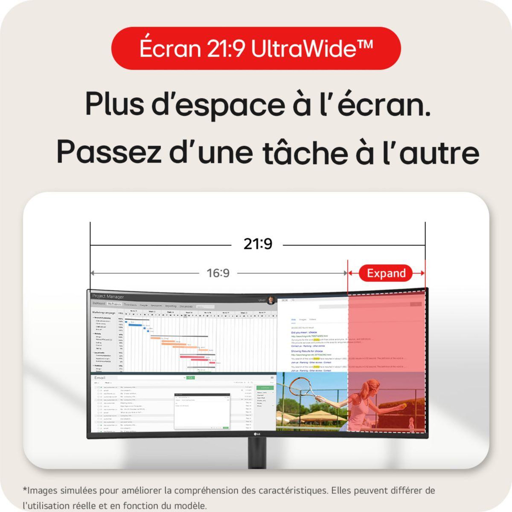 Voir la diapositive 4 : LG Ecran pc ultrawide 34wr50qk-b 34  incurvé va wqhd 100 hz hdr10
