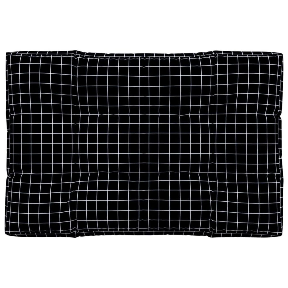 VIDAXL Coussin de palette motif a carreaux noir 120x80x12 cm tissu