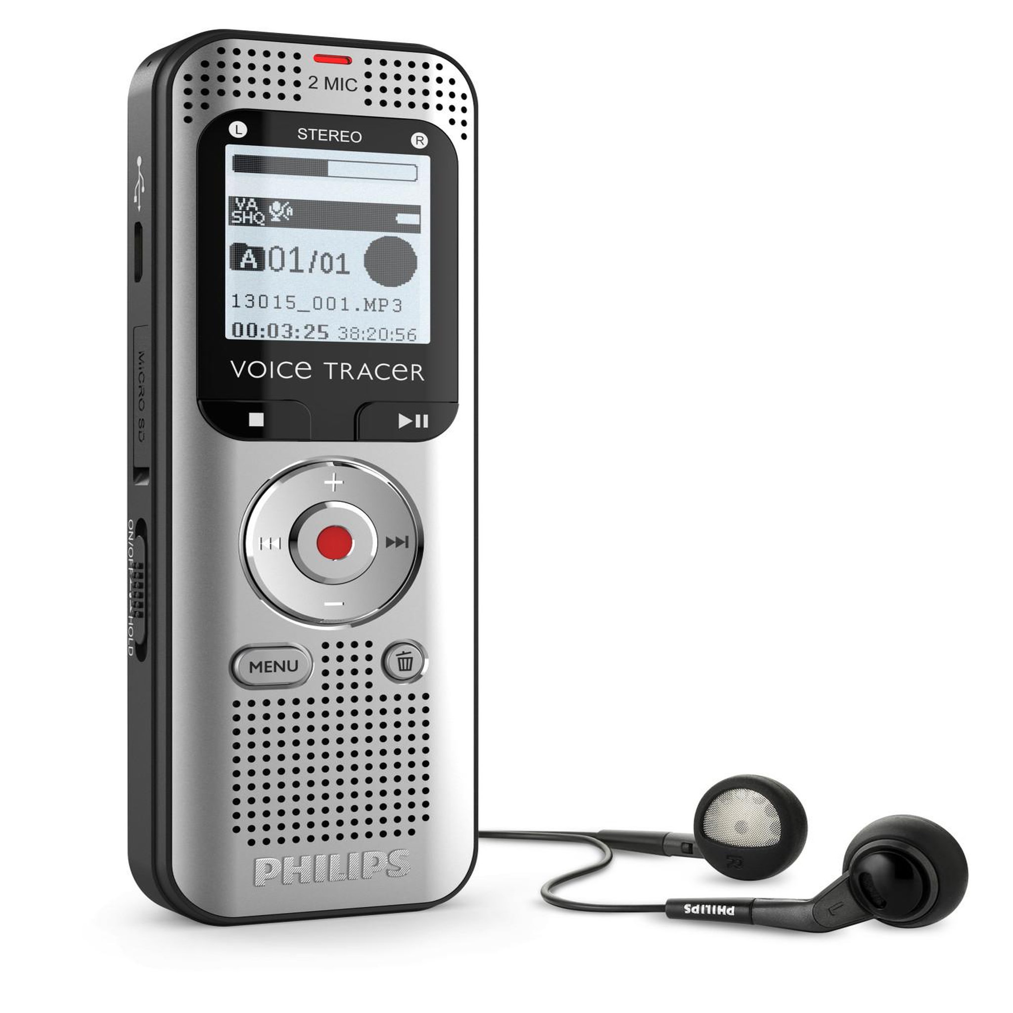 Voir la diapositive 3 : Philips Dictaphone Philips Voice Tracer DVT2015 Enregistreur audio