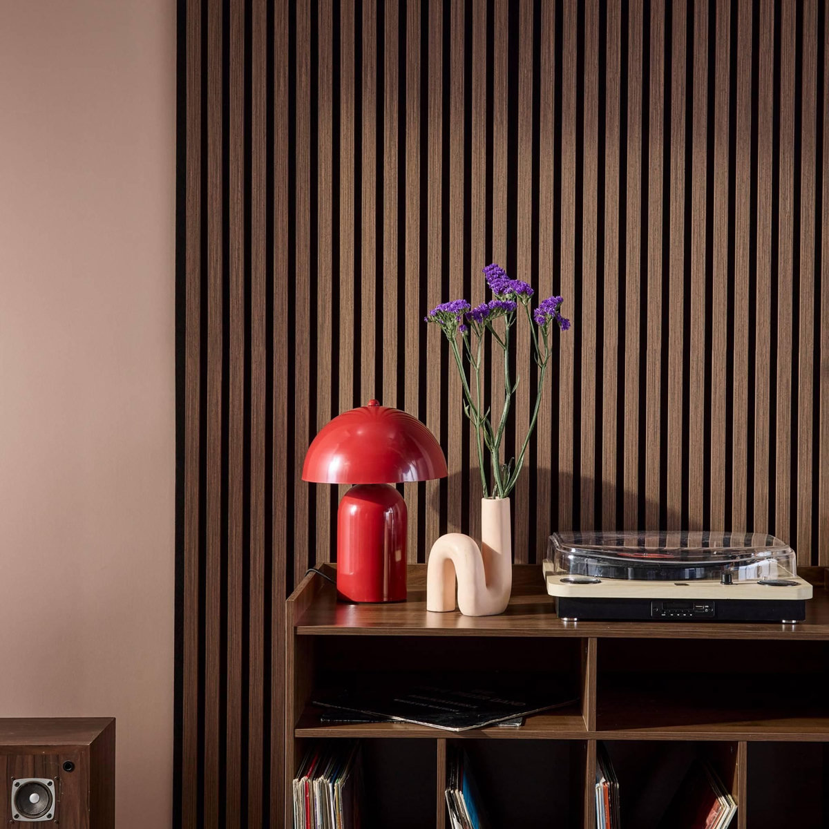 SWEEEK Set de panneaux muraux acoustiques, tasseaux décoratifs en feutrine et MDF noyer 60x120cm - Kyoto