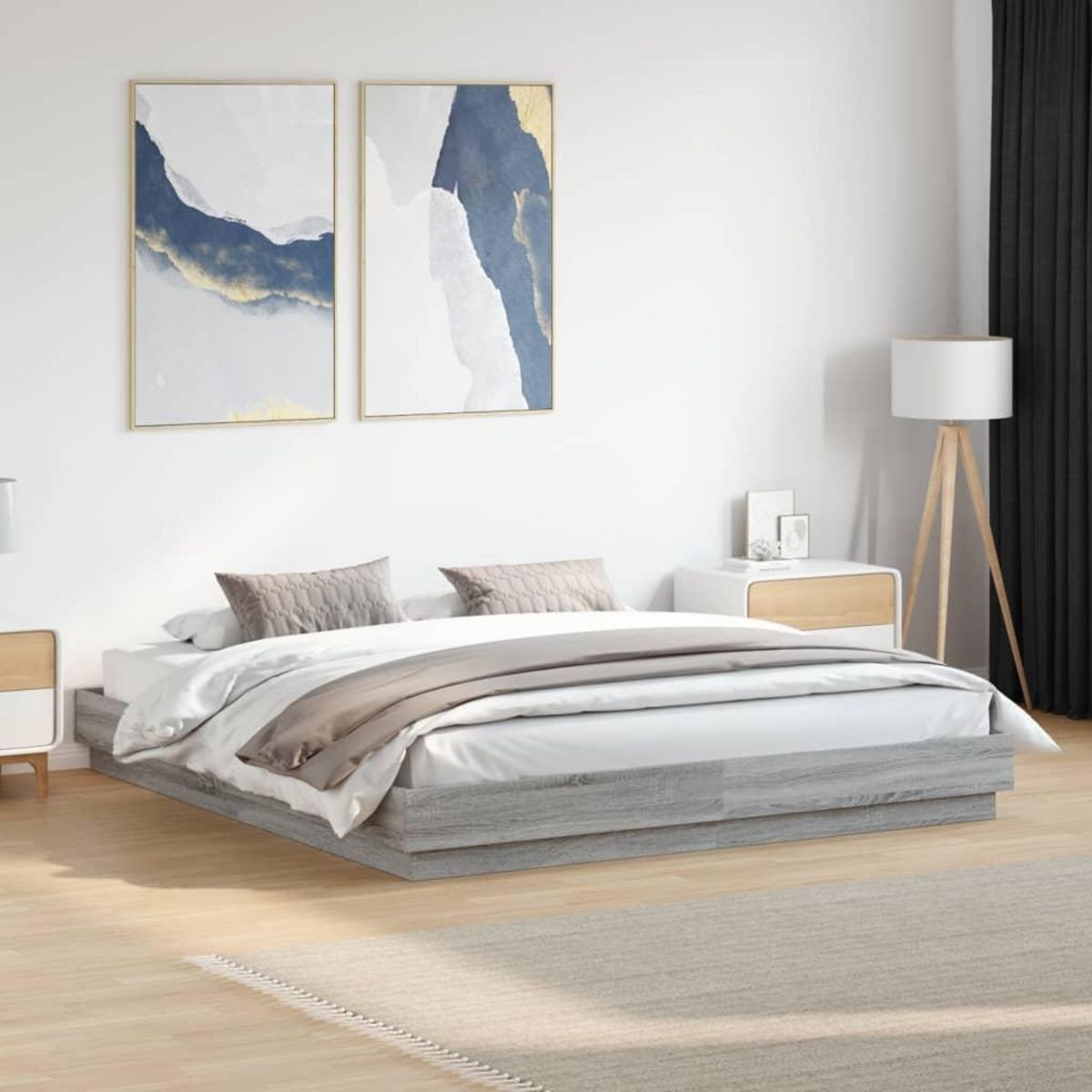 VIDAXL Cadre de lit sans matelas sonoma gris 180x200 cm