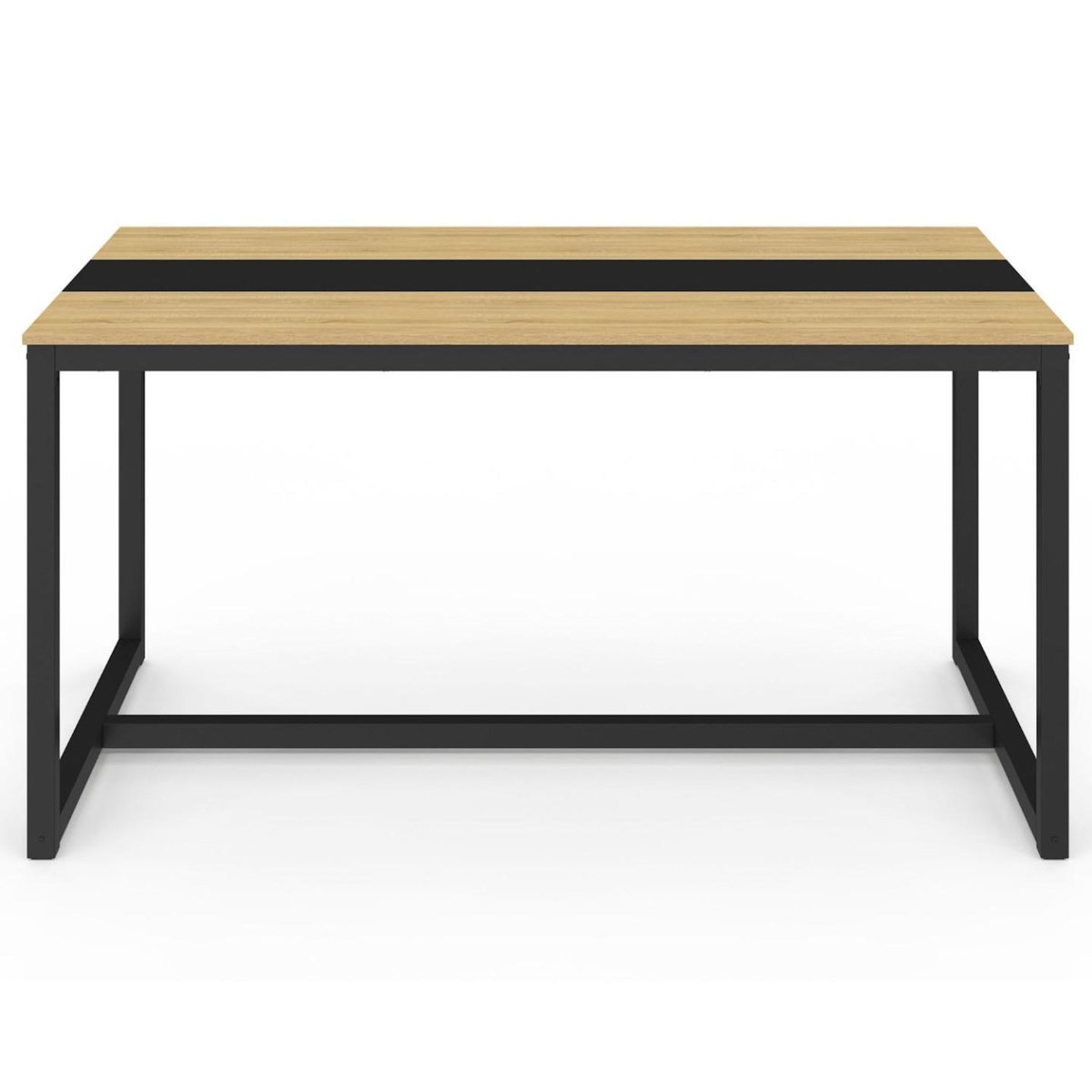 ID MARKET Table à manger rectangle DOVER 8 personnes bande centrale noire design industriel 150 cm