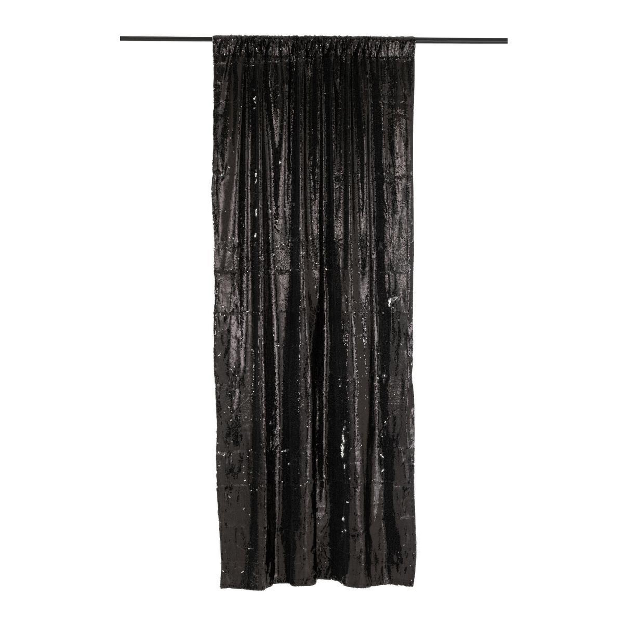 J-LINE Rideau à Passants  Sequin  125x250cm Noir & Argent