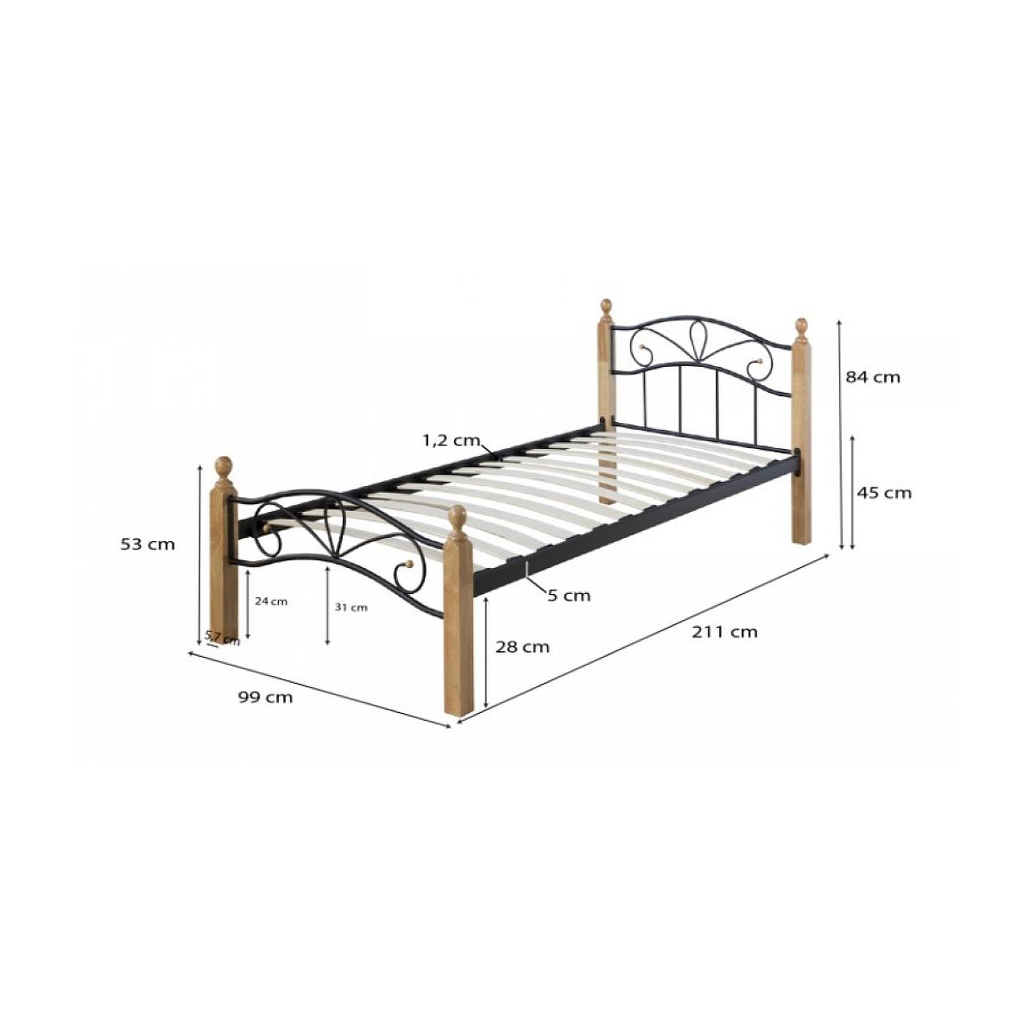 Voir la diapositive 2 : HomeStyle4U Lit simple Metallique 90x200 Noir et sommier a lattes