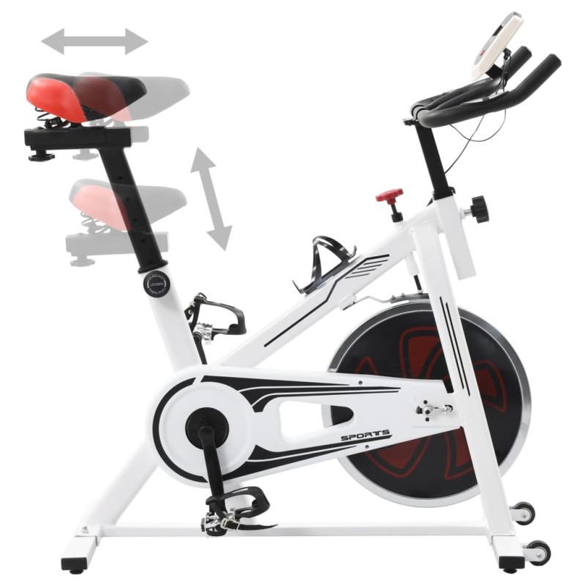 Voir la diapositive 3 : VIDAXL Vélo d appartement avec capteurs de pouls Blanc et rouge