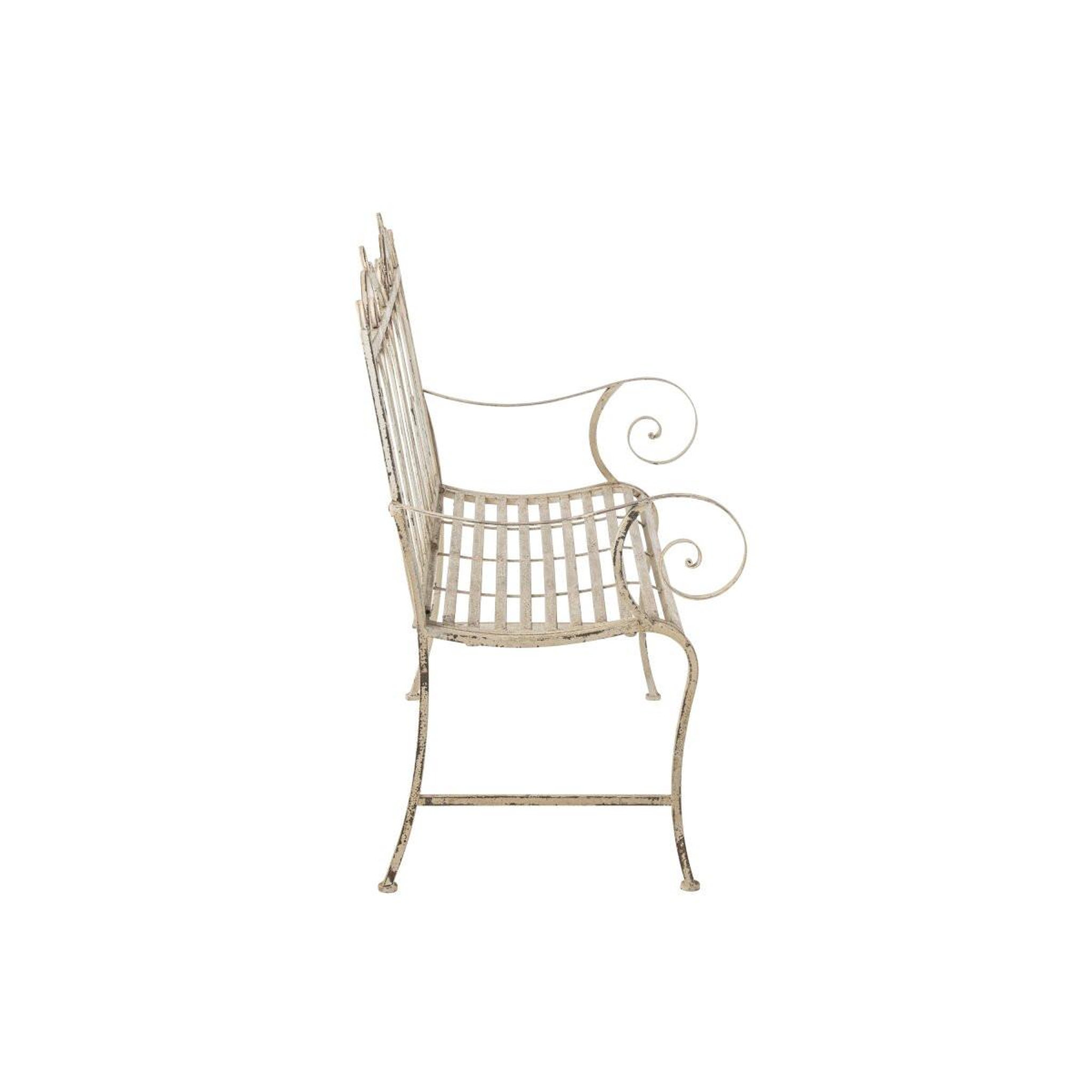 Voir la diapositive 3 : J-LINE Banc de Jardin en Métal  Fabien  123cm Blanc Cassé
