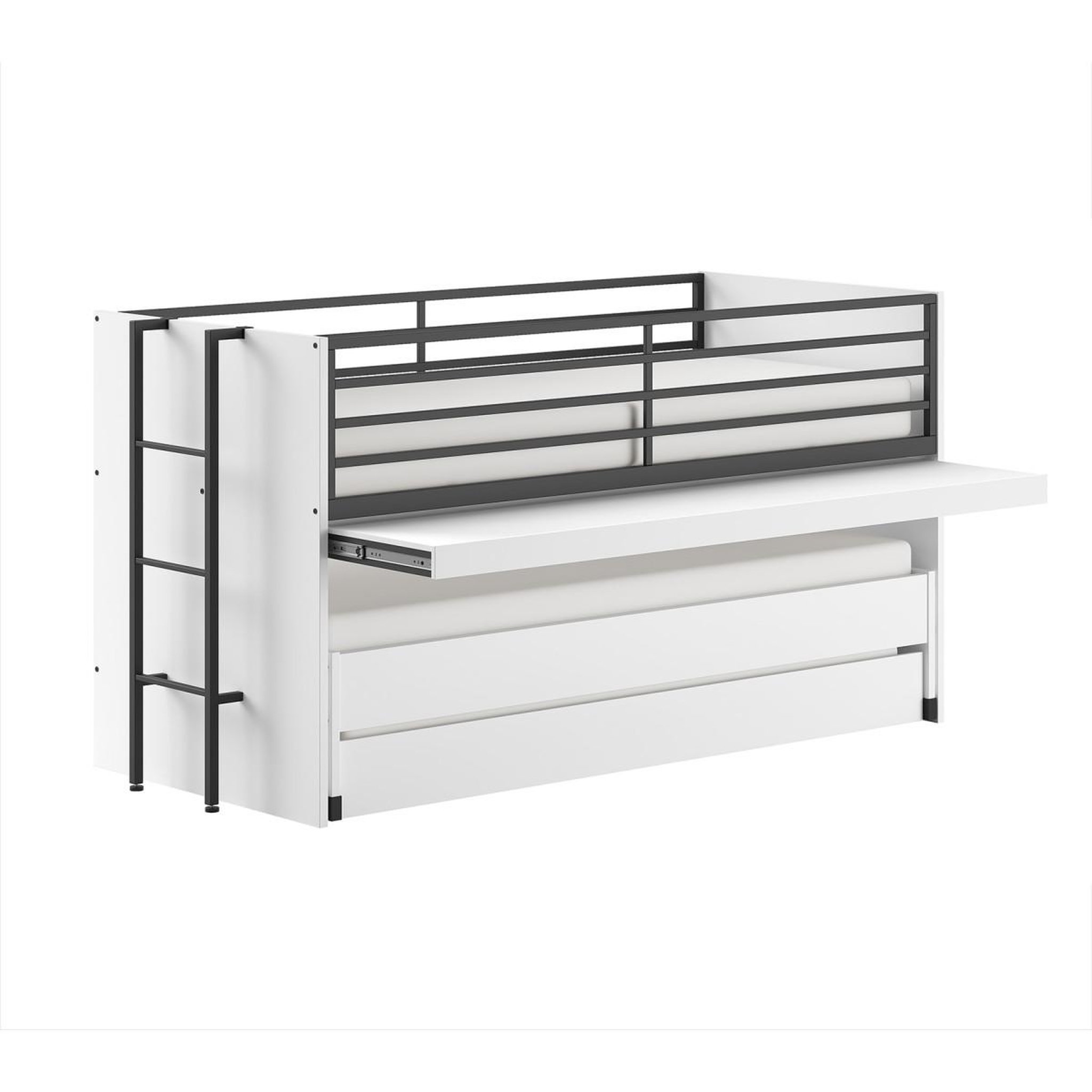 Voir la diapositive 4 : Paris Prix Lit superposé 2 couchages  sam  90x200cm blanc