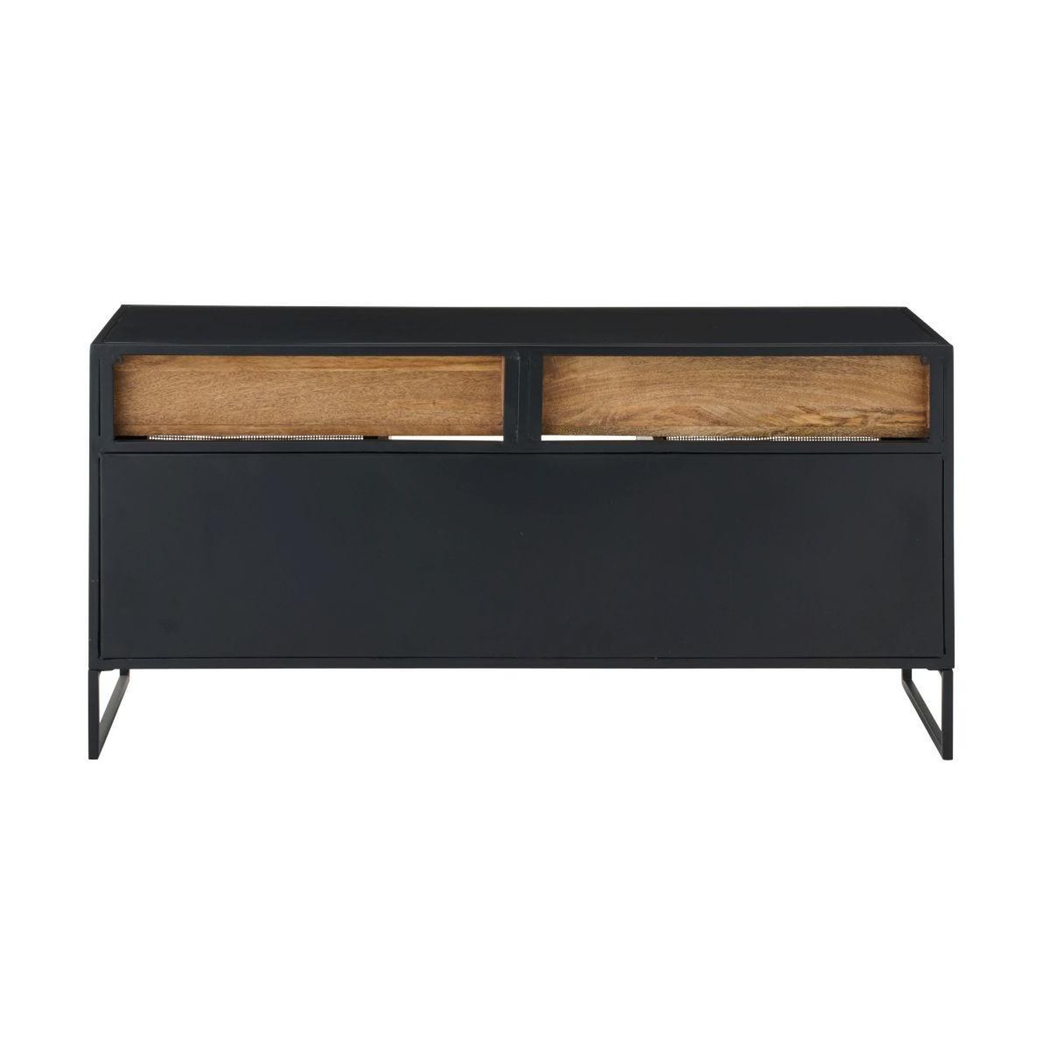 Voir la diapositive 4 : J-LINE Meuble tv 2 portes  rickey  122cm noir & naturel