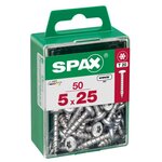 CENTRALE BRICO Lot de 50 vis acier tête ronde torx SPAX, Diam.5 mm x L.25 mm
