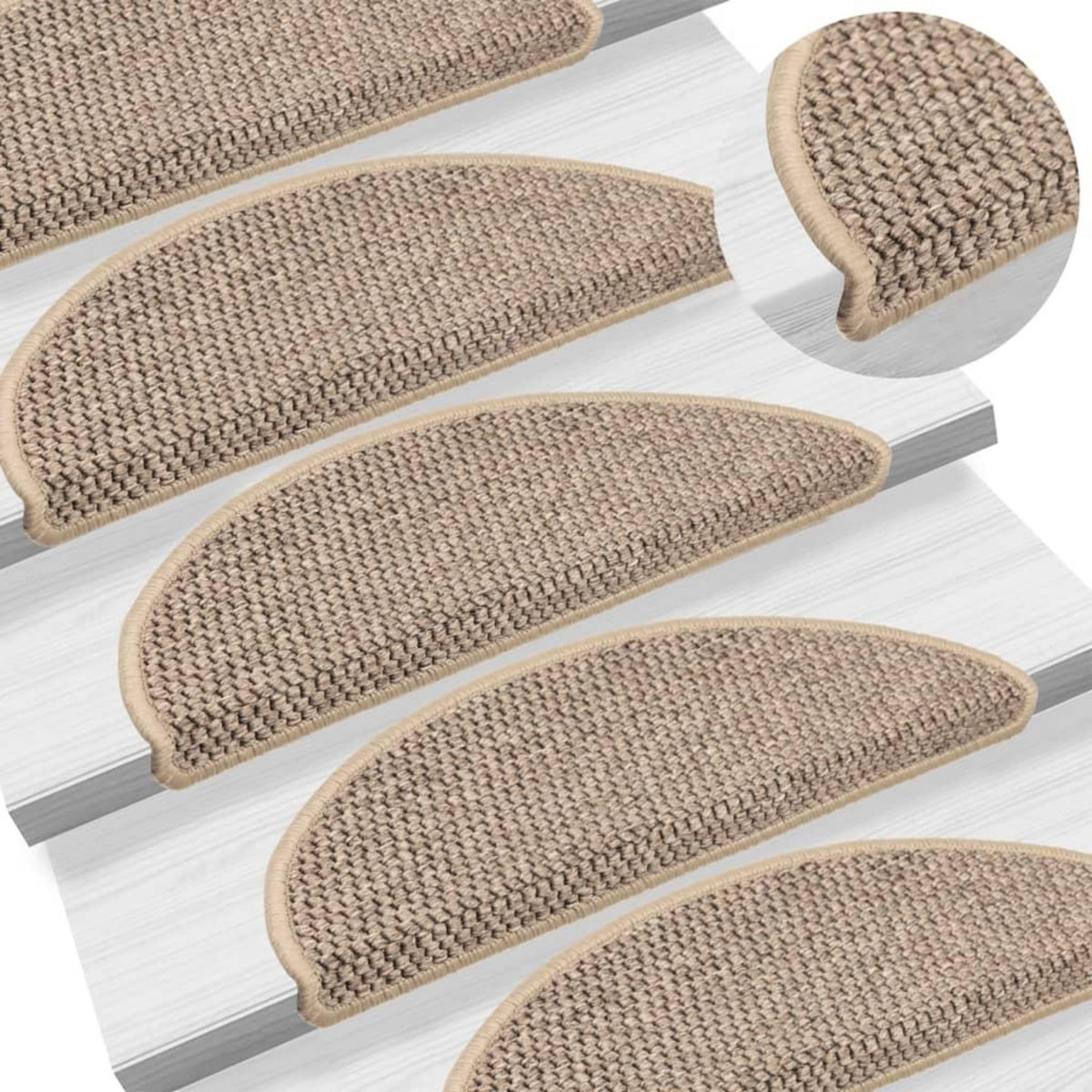 VIDAXL Tapis d'escalier autocollants 15 pcs 56x17x3 cm Beige fonce
