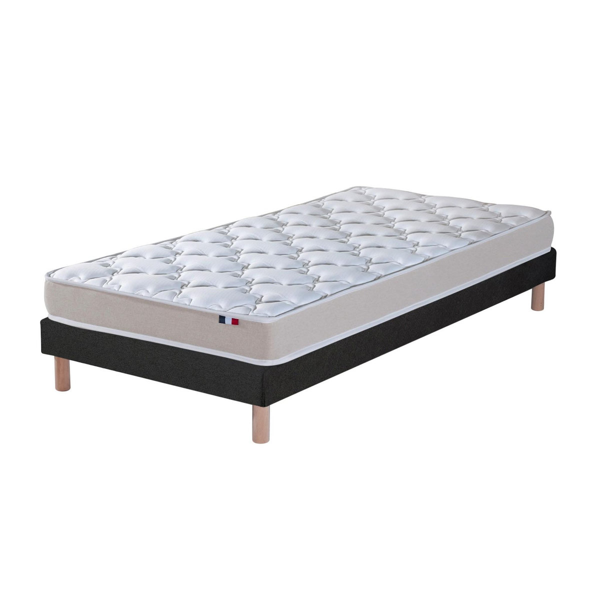 IDLITERIE Ensemble Matelas accueil Latex 3 zones INITIAL - Bi Confort Mousse & Latex + Sommier - Made in France