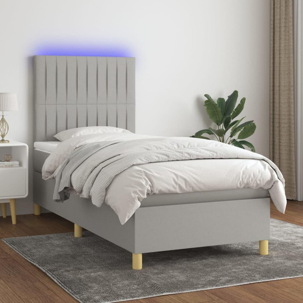 VIDAXL Sommier a lattes de lit et matelas et LED Gris clair 80x200 cm