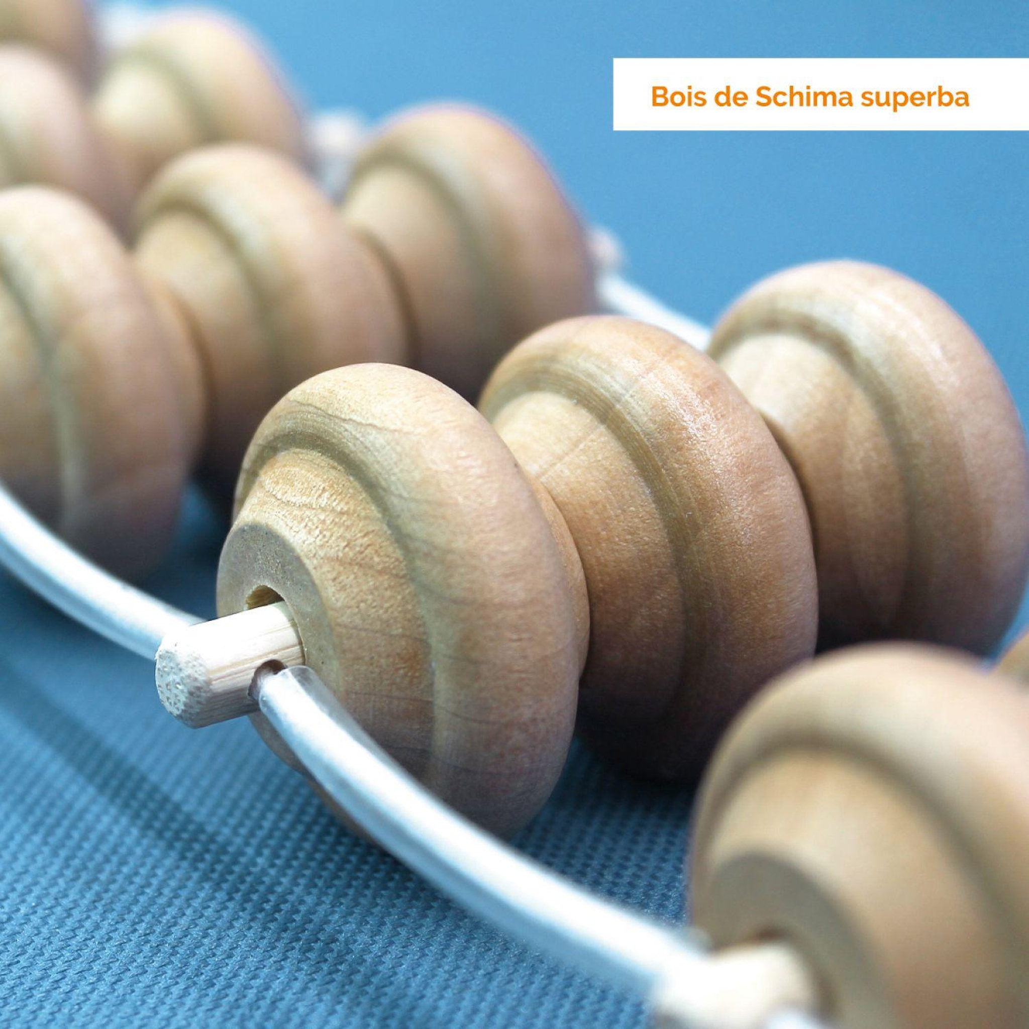 Voir la diapositive 4 : VIVEZEN Sangle, rouleau de massage de dos 113 x 7,5 cm - 3 boules - Bois