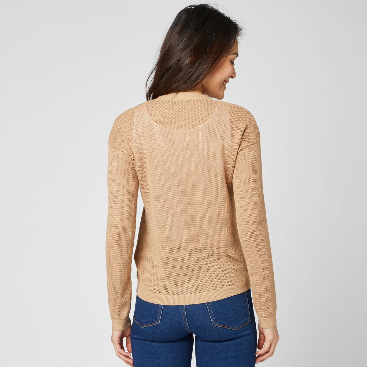 IN EXTENSO Gilet beige en maille col v femme