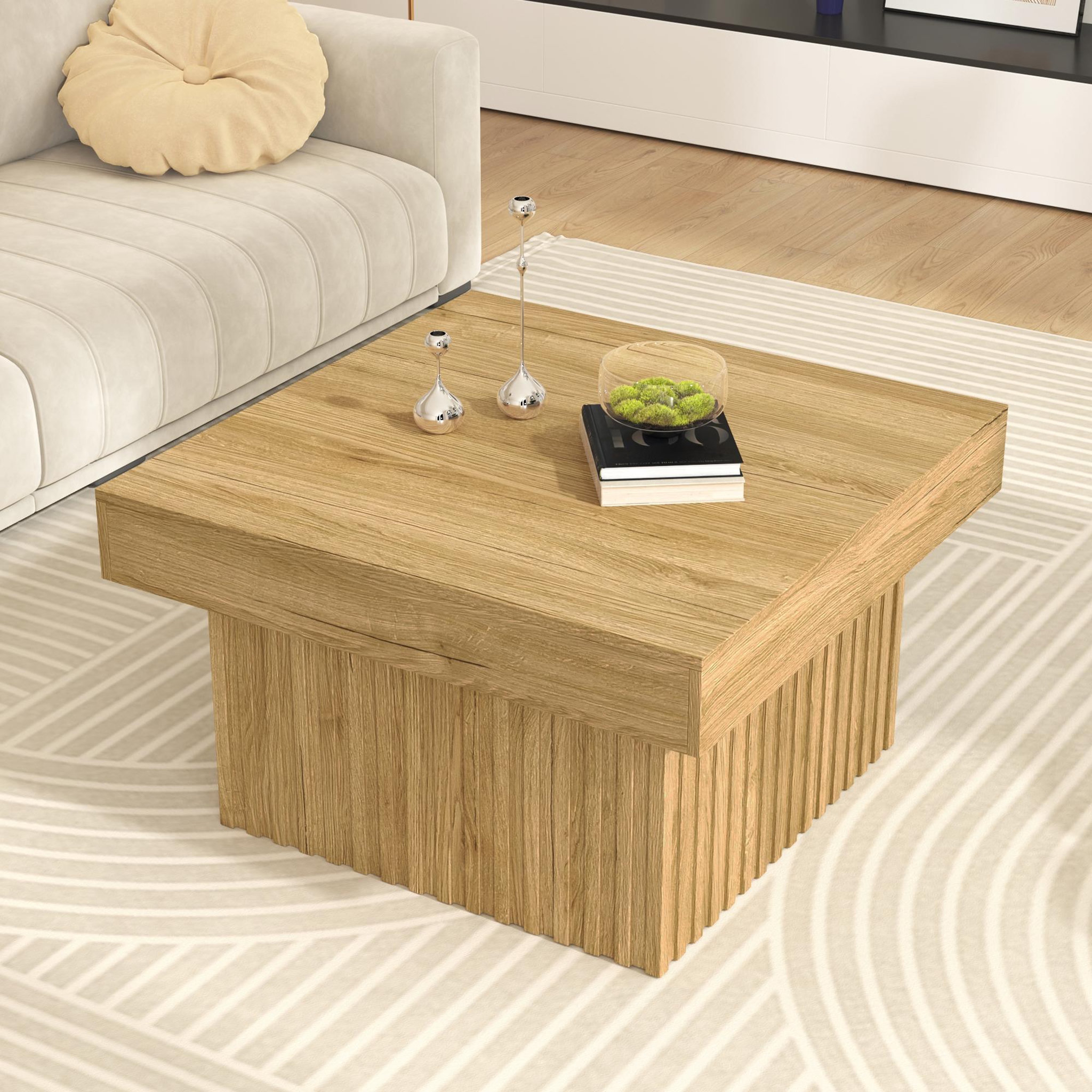 Voir la diapositive 5 : MERAX Table basse carrée naturel - 79x79 cm mdf